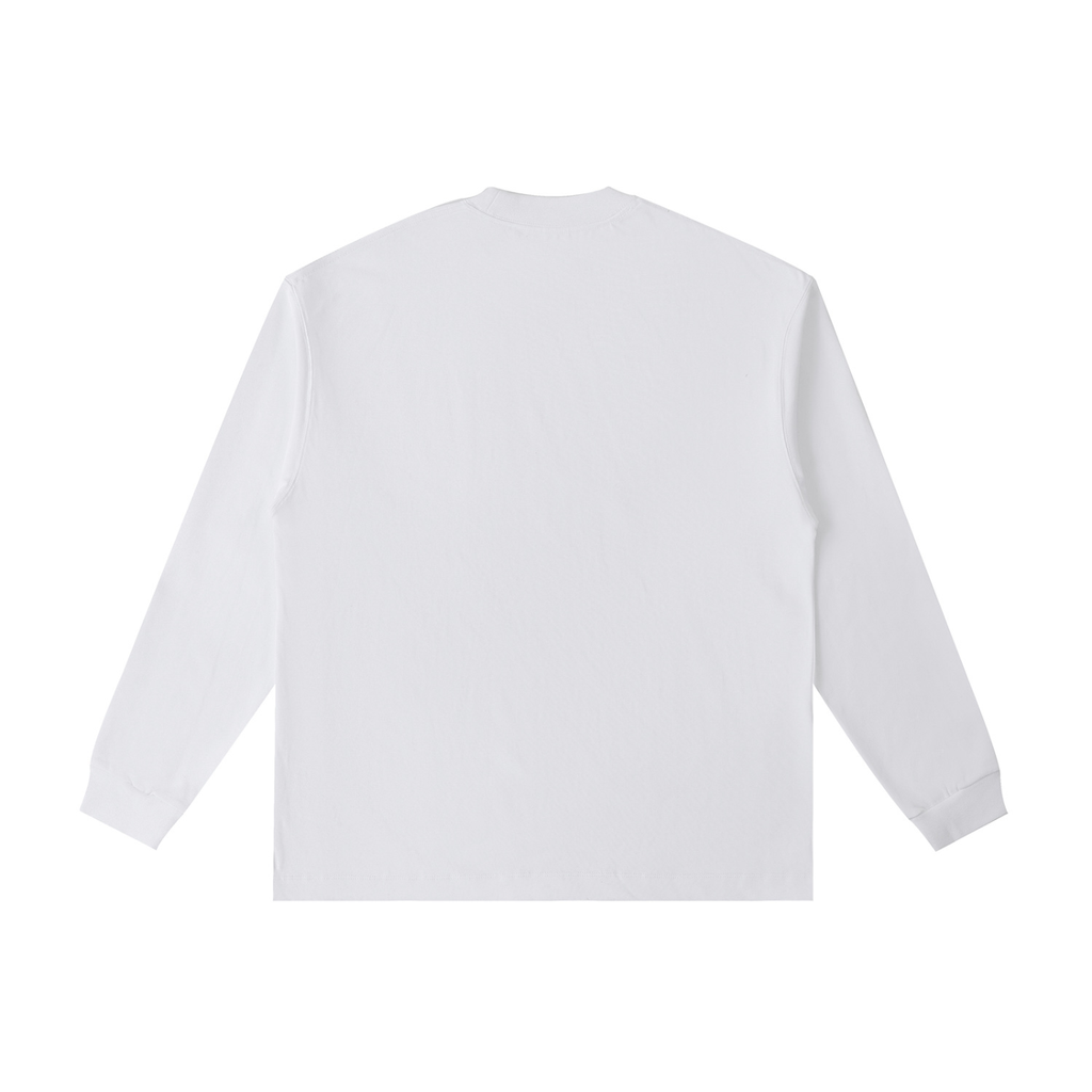 Emblem Long Sleeve Tee in White — back view