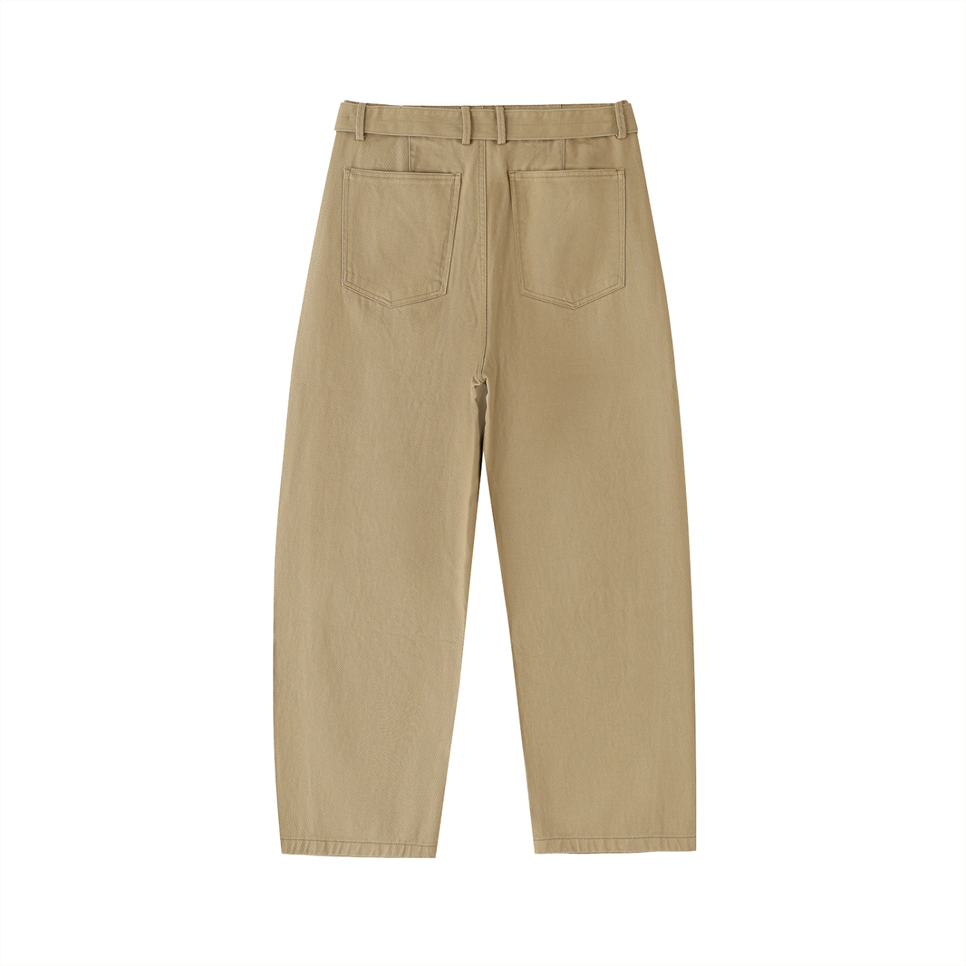 Belted Barrel Chino Pant in Khaki — back view