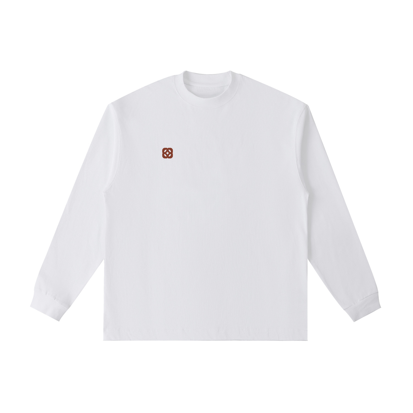 Emblem Long Sleeve Tee in White — front view