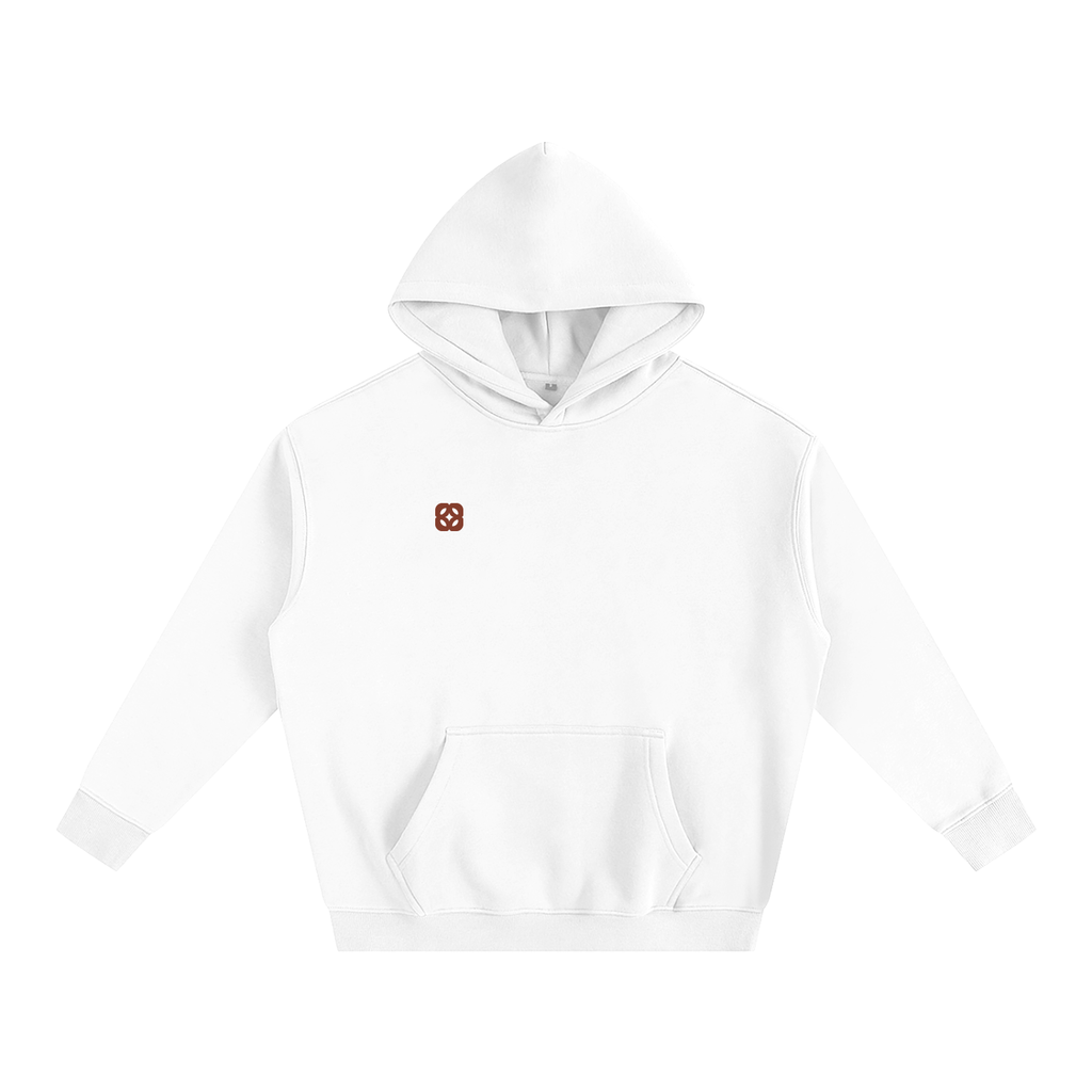 Emblem Hoodie in White — front view