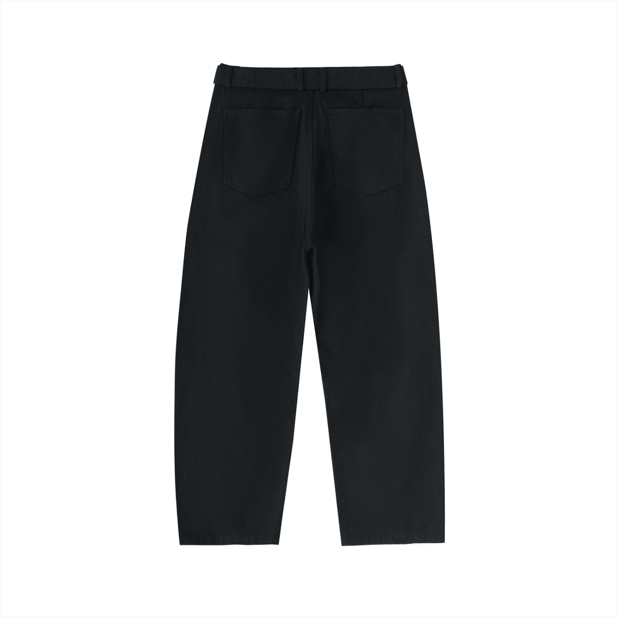 Belted Barrel Chino Pant in Black — back view