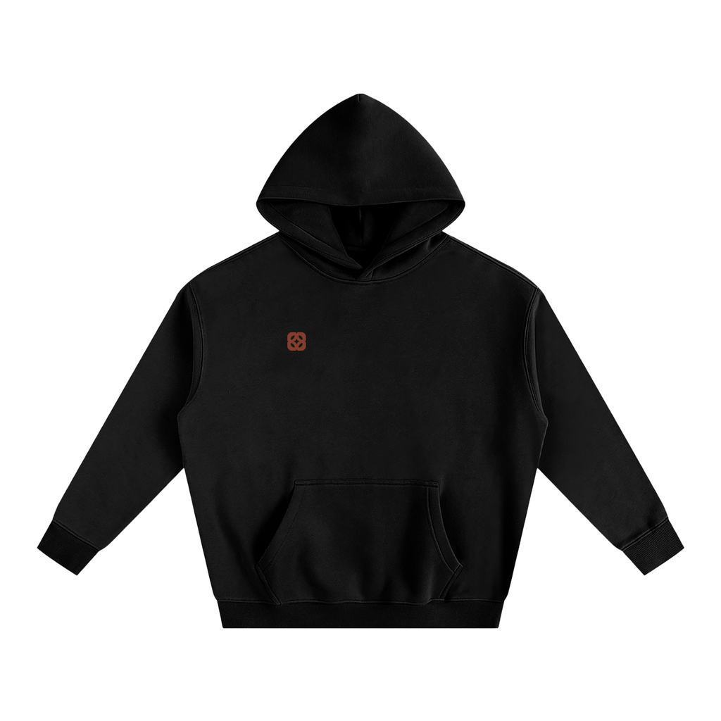 Emblem Hoodie in Black — front view