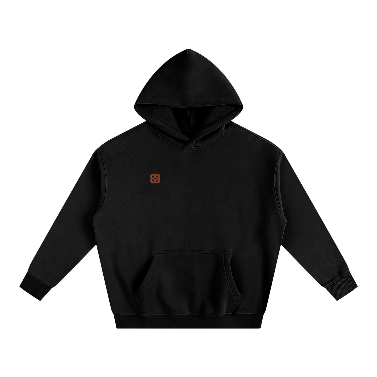 Emblem Hoodie in Black — front view